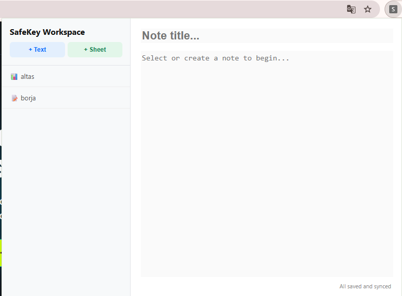 SafeKey Workspace Preview